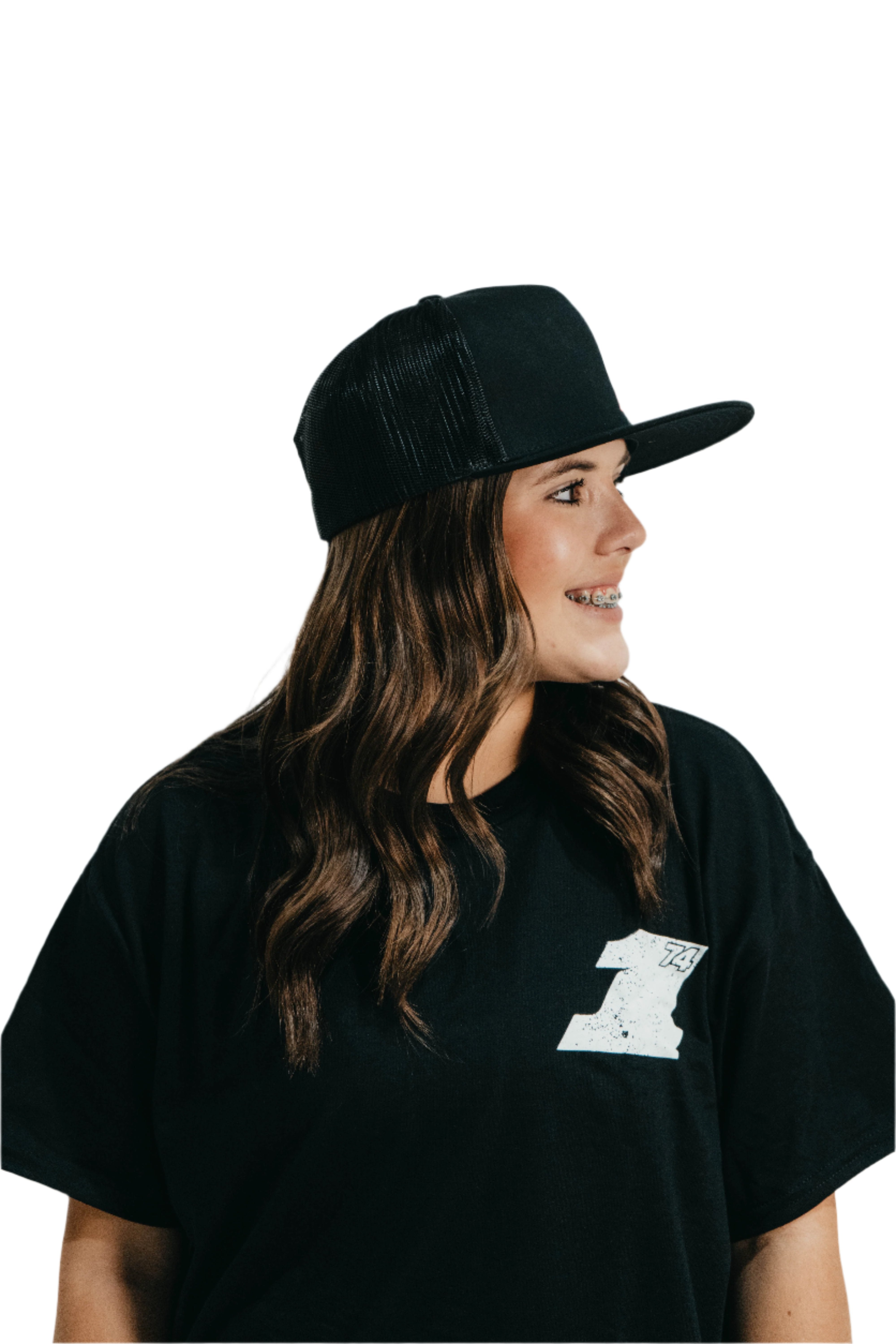 74x Black Flat Bill Hat