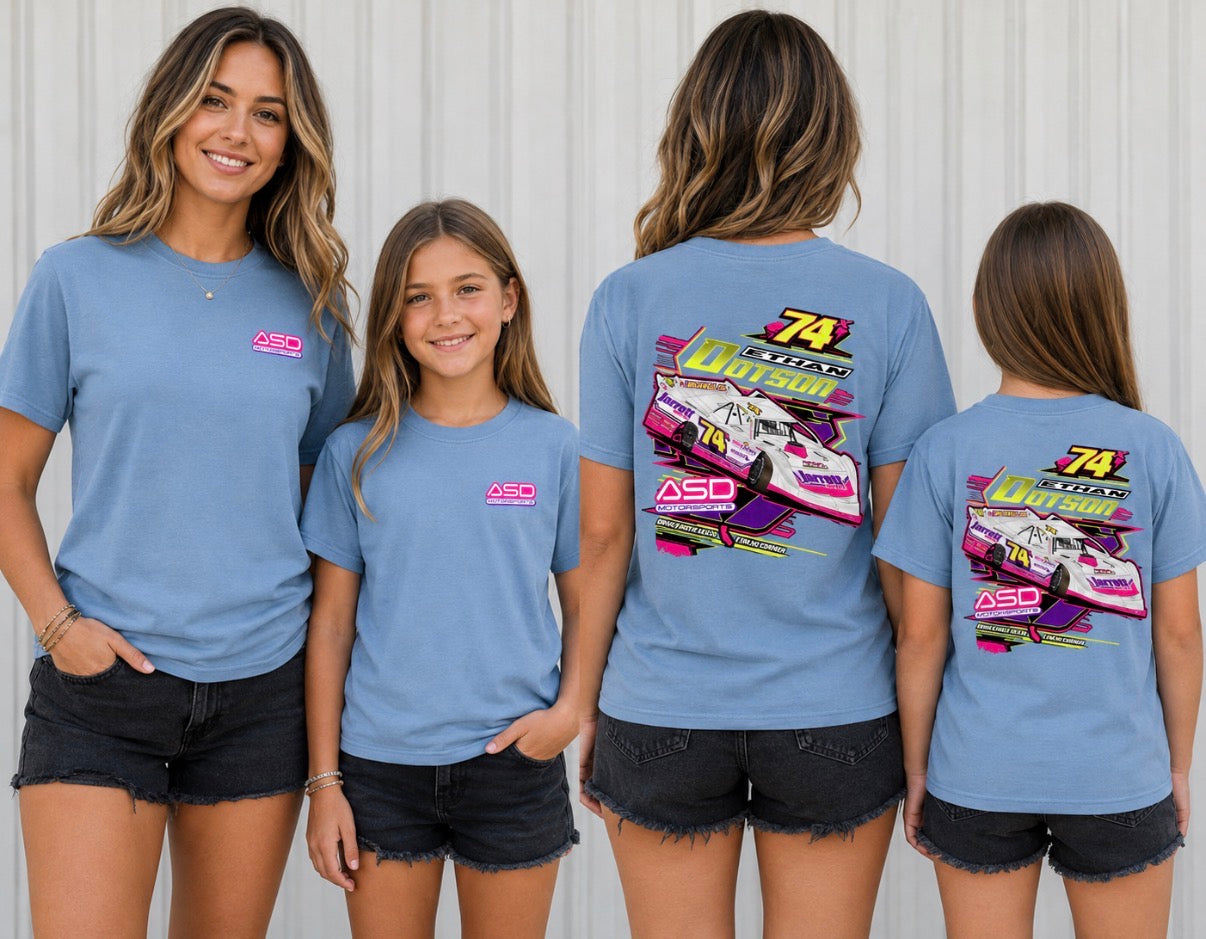 Blue neon Comfort Color ASD car tee