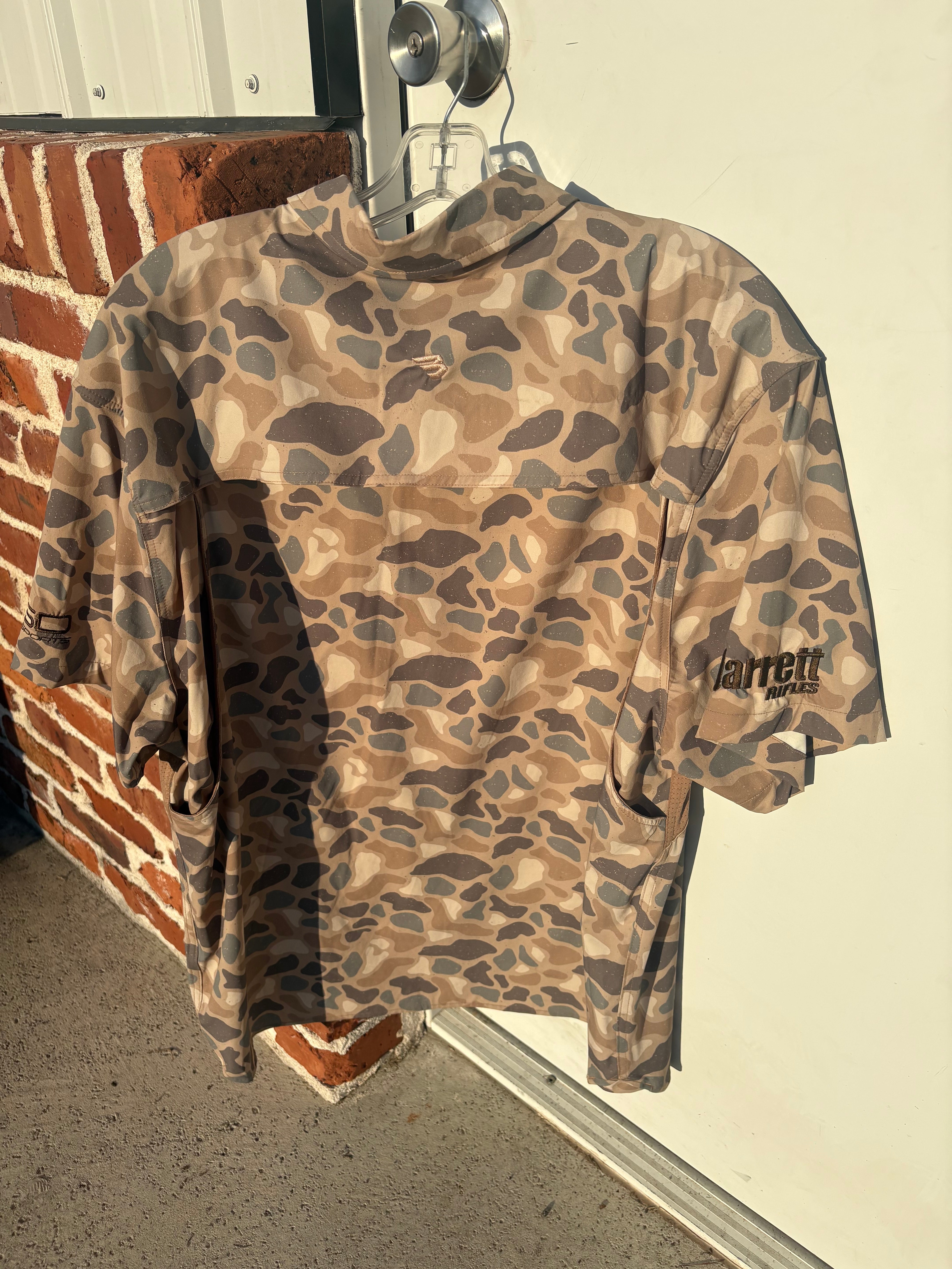 Tan Camo performance button up